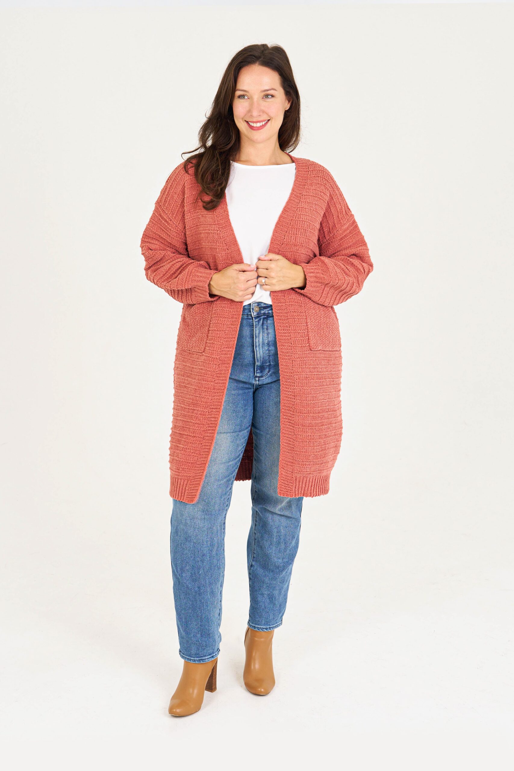 boho women clothing wholesale knitwear - ROSARIO CARDIGAN-clay