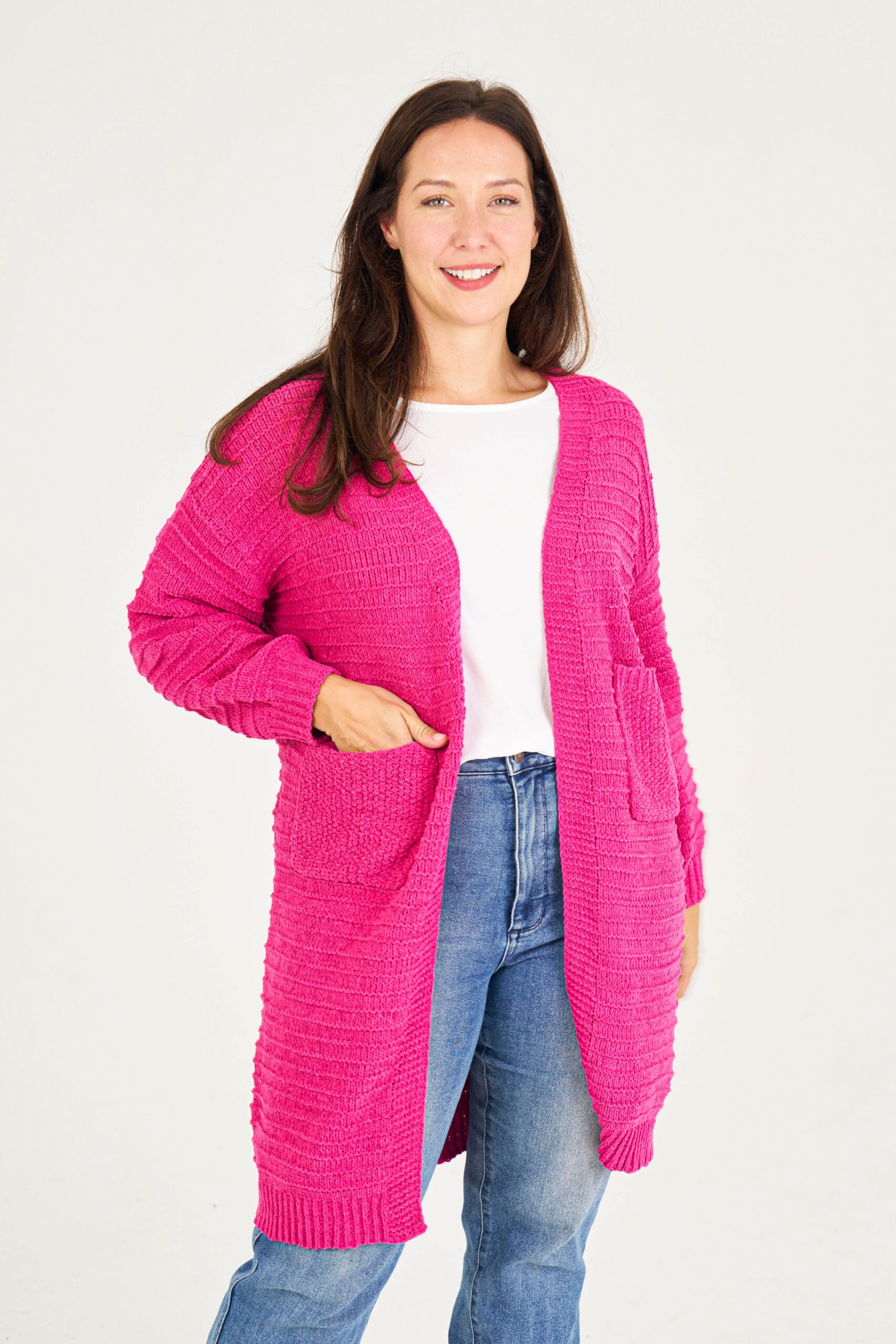 boho women clothing wholesale knitwear - ROSARIO CARDIGAN-MAGENTA