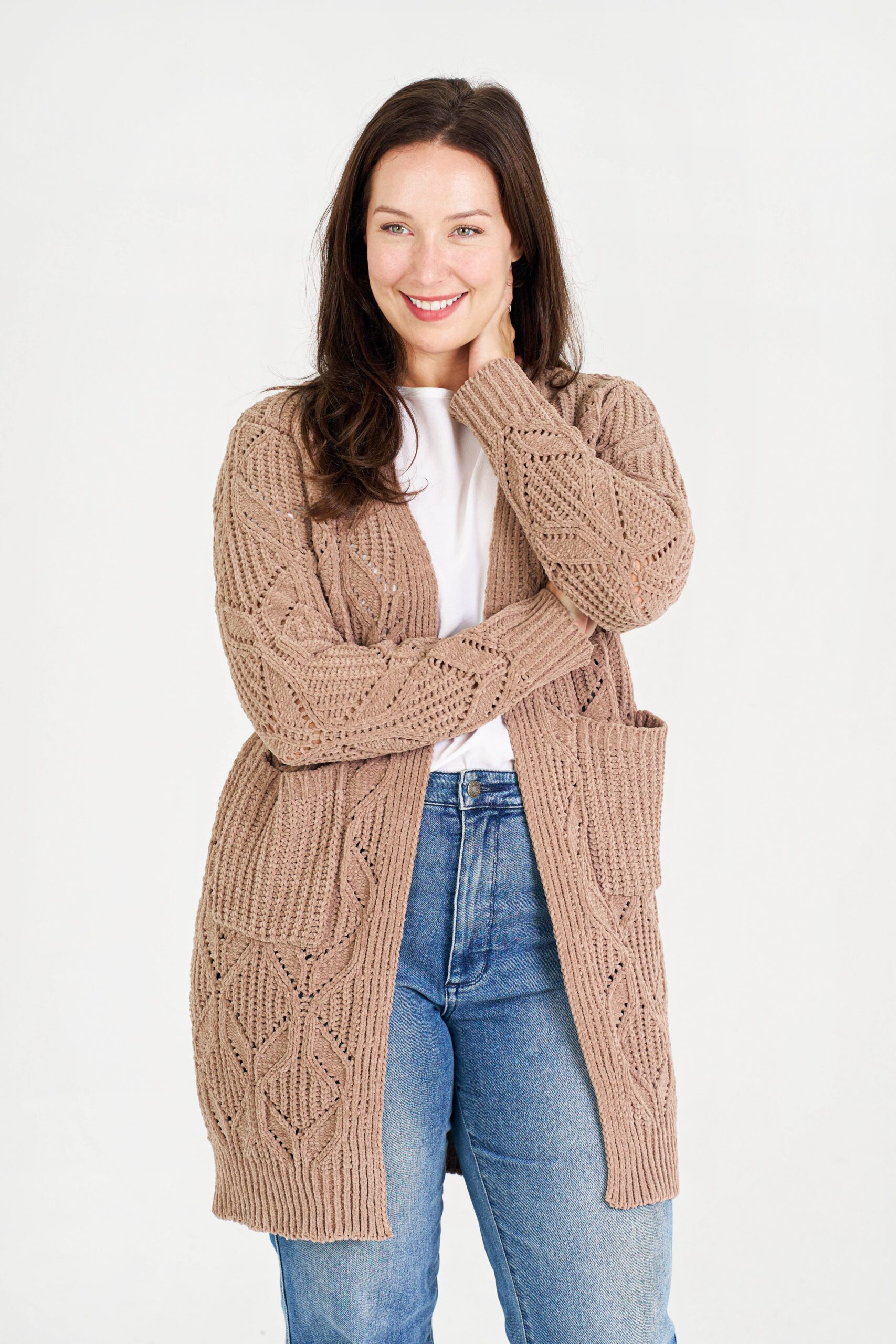 boho women clothing wholesale knitwear - FIA CARDIGAN-taupe