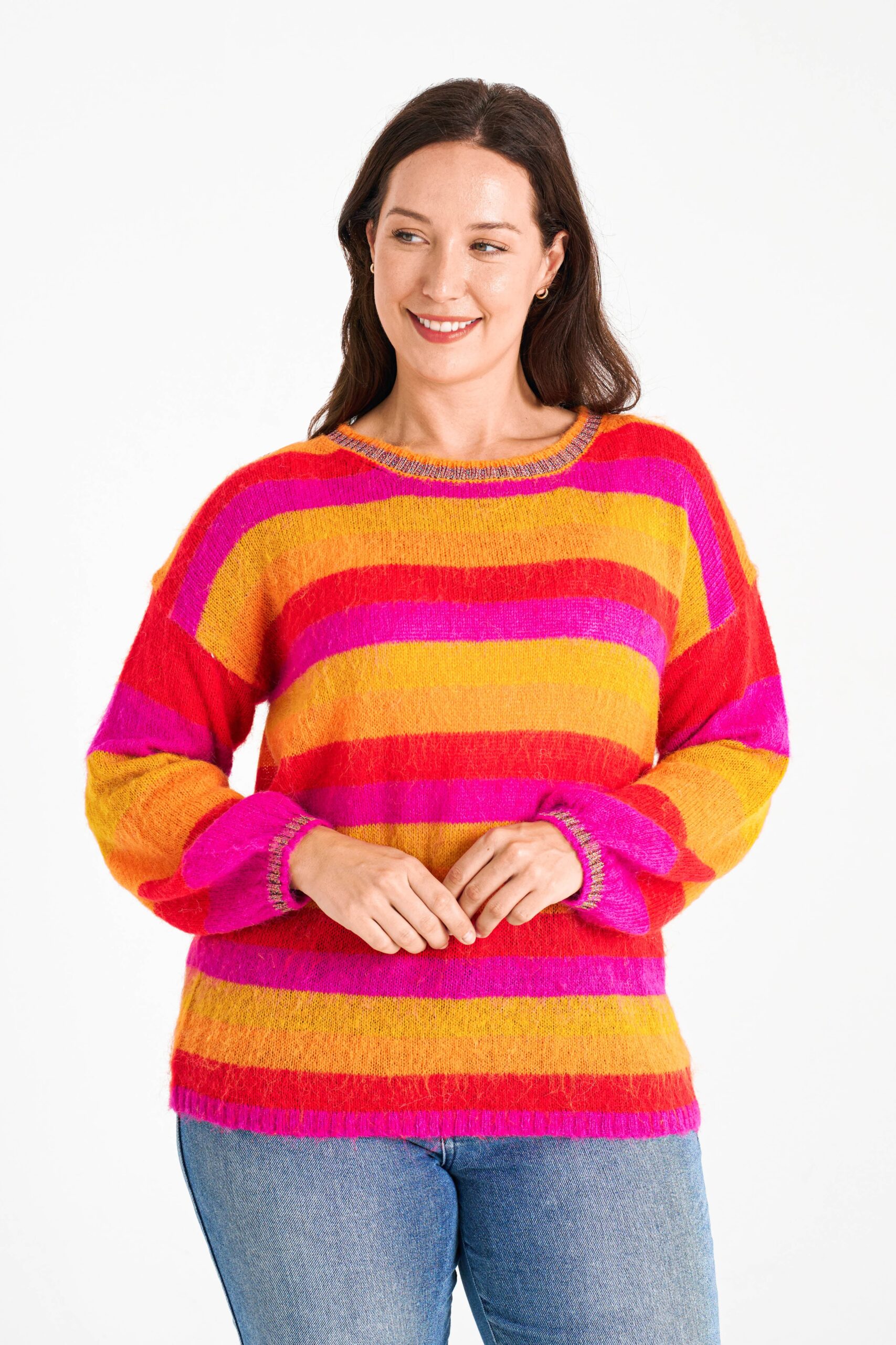 boho women clothing wholesale knitwear - MILLS KNIT-RAINBOW