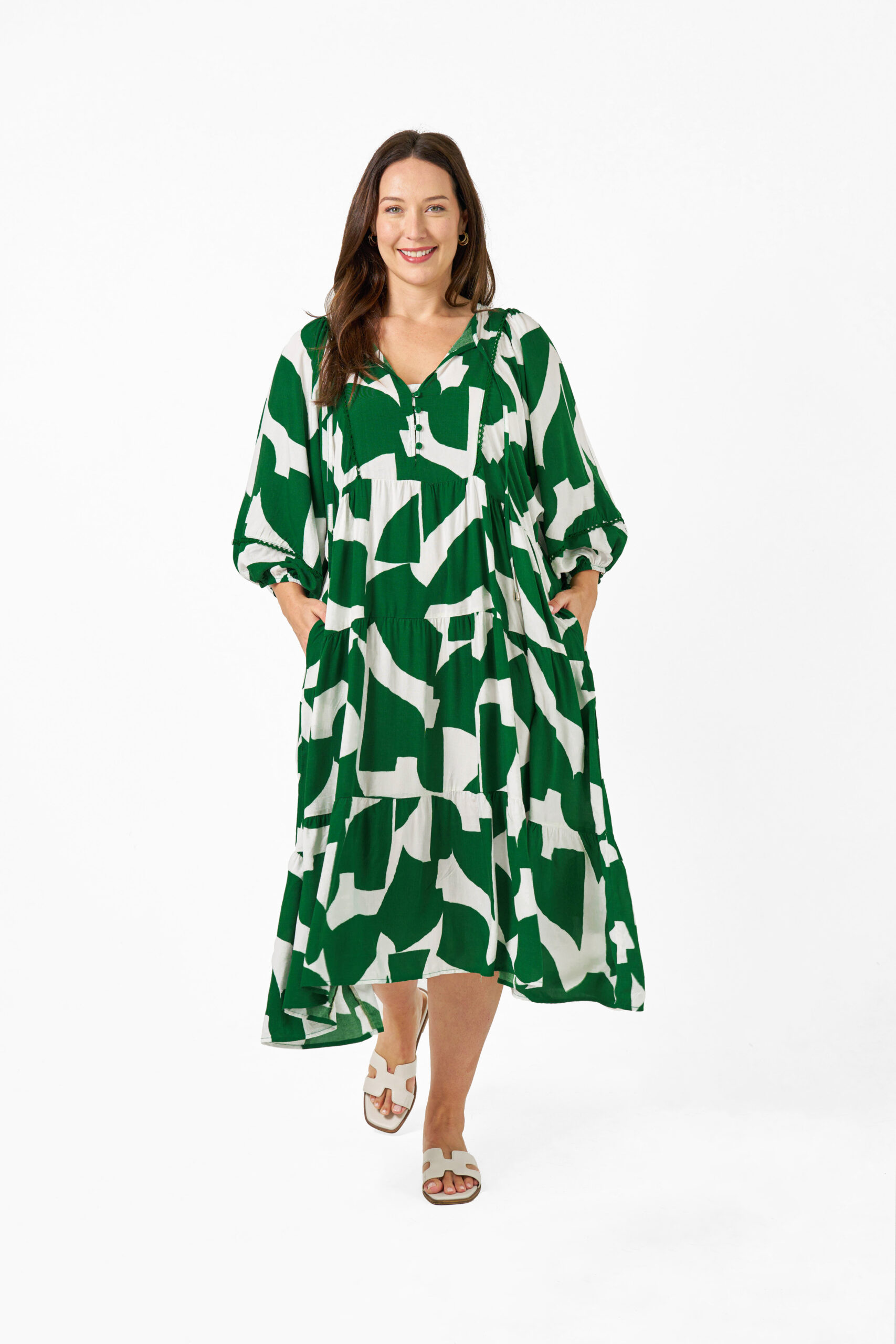 MARILYN MIDI DRESS-WHOLESALE WOMEN DRESS-GREEN  BOHO AUSTRALIA