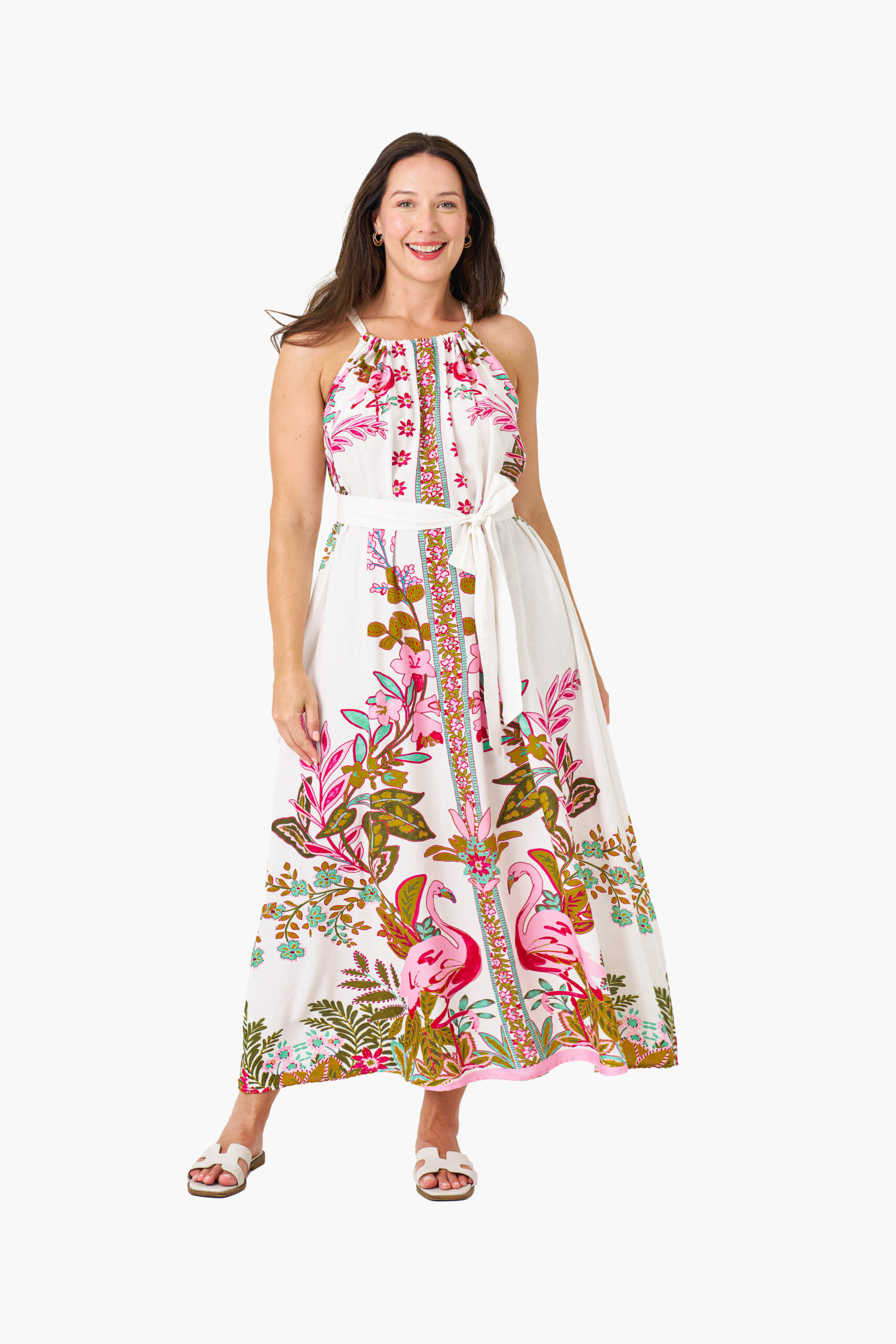 FLAMINGO MAXI DRESS WHOLESALE WOMEN DRESS FLAMINGO PRINT BOHO AUSTRALIA